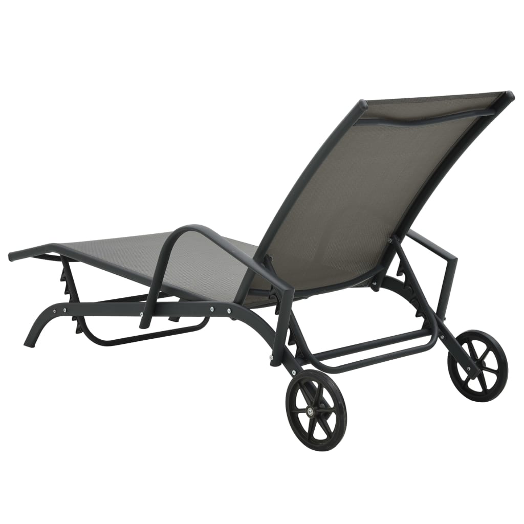 Sonnenliegen 2 Stk. Mit Tisch Textilene Und Stahl