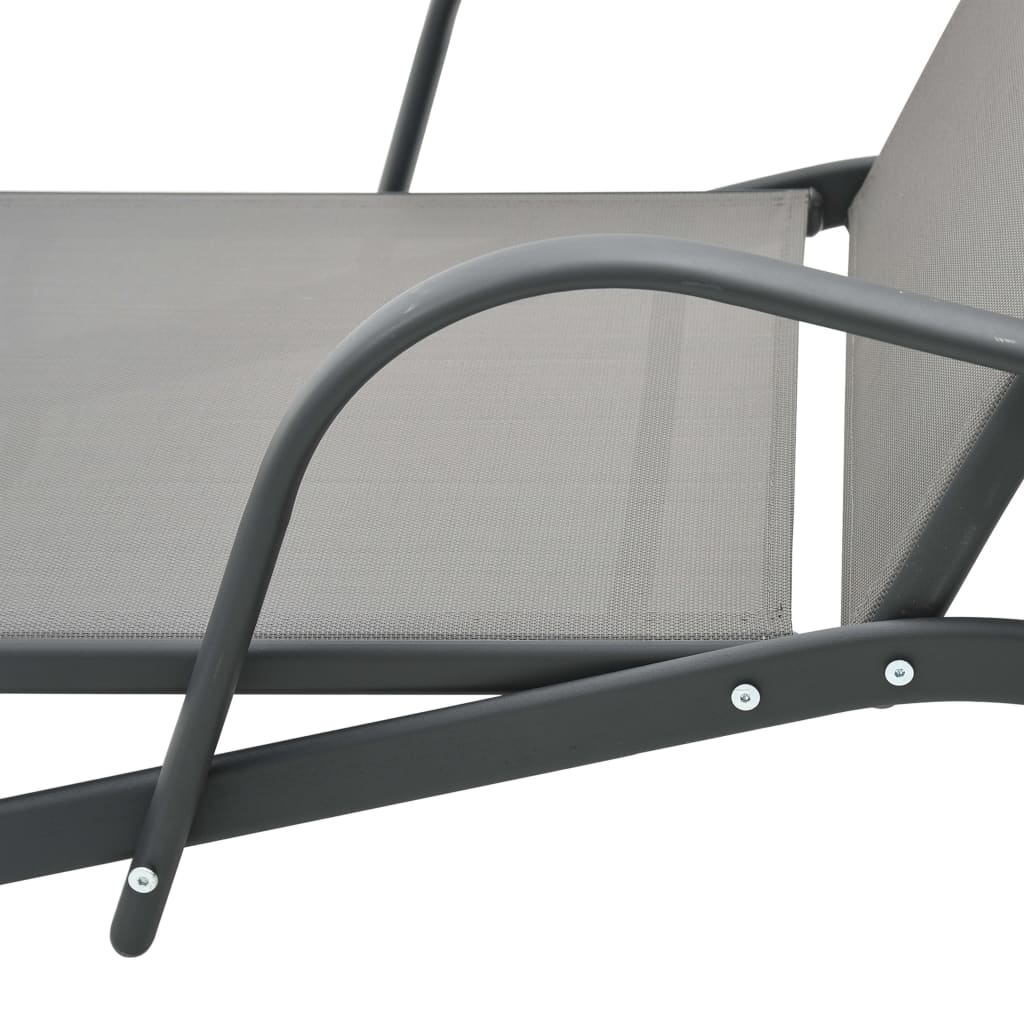 Sonnenliegen 2 Stk. Mit Tisch Textilene Und Stahl