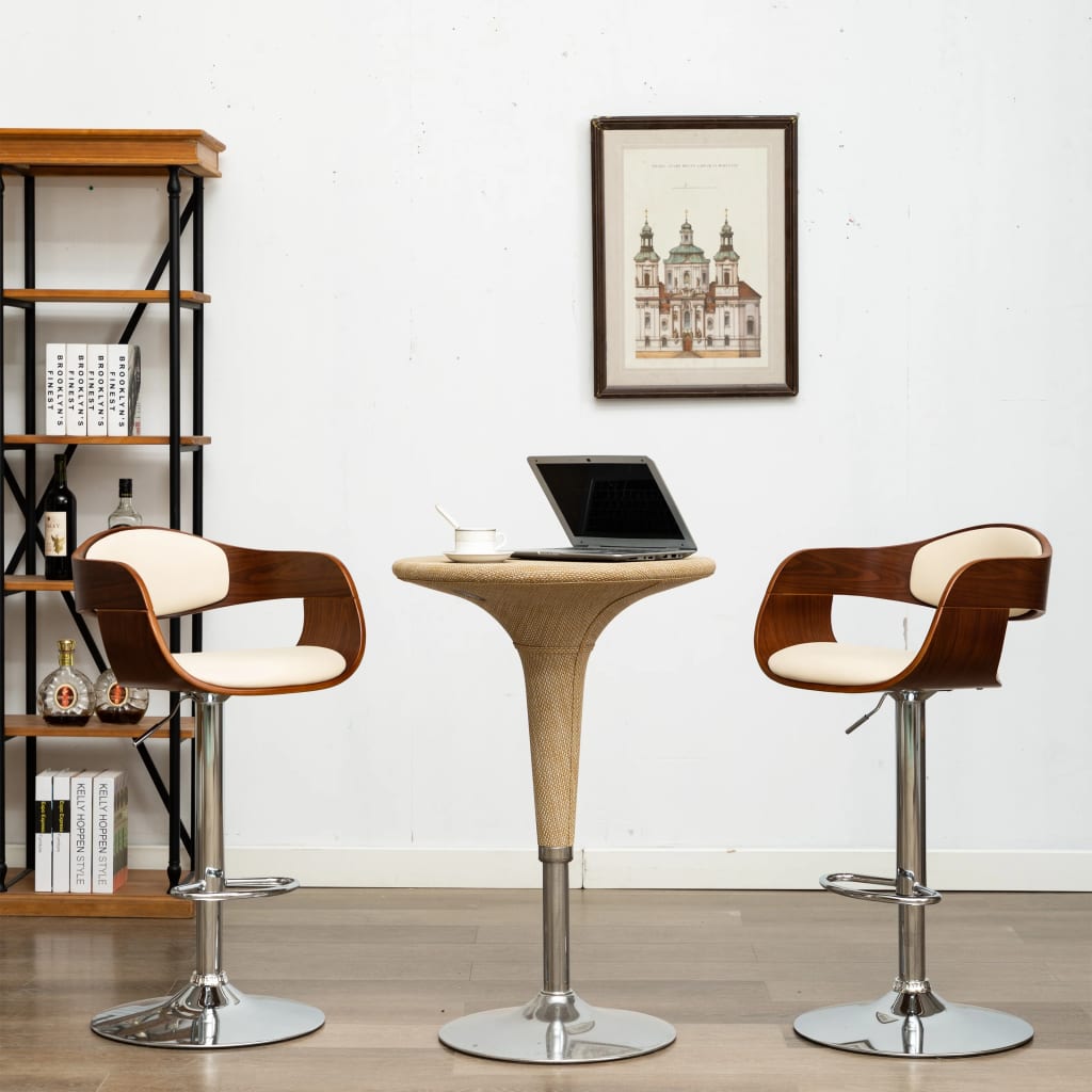 Barhocker 2 Stk. Bugholz Und Stoff