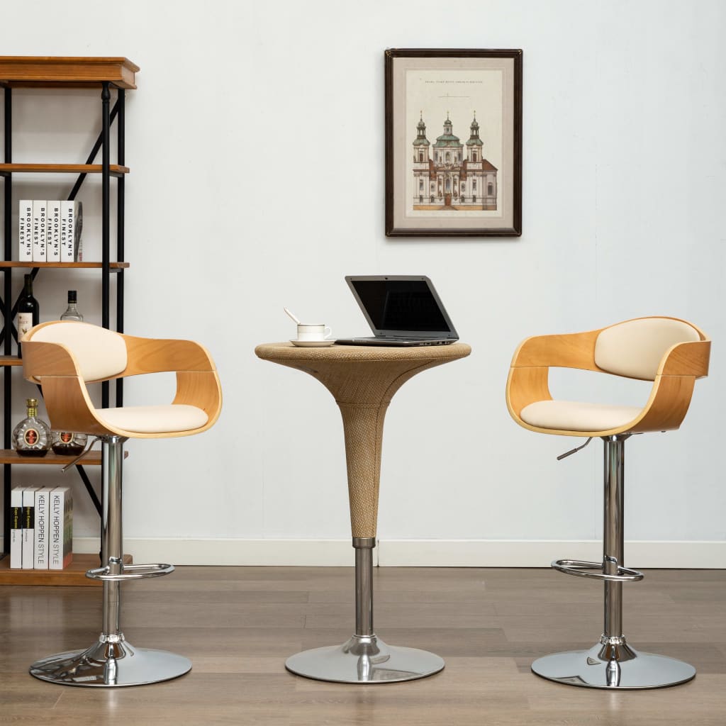 Barhocker 2 Stk. Bugholz Und Stoff