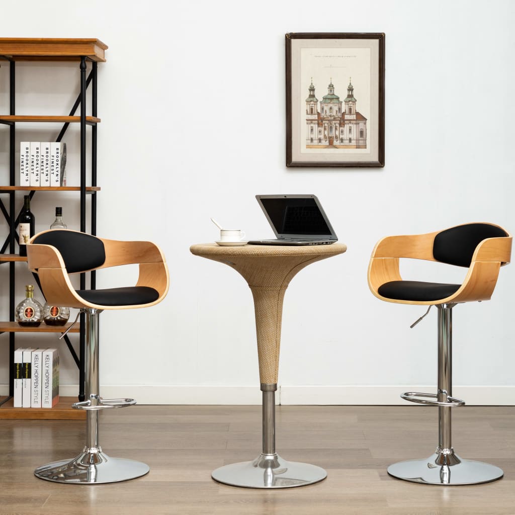 Barhocker 2 Stk. Bugholz Und Stoff