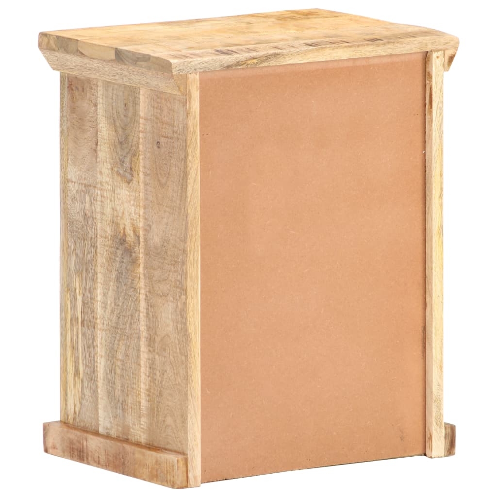 Nachttisch 40X30X50 Cm Massivholz Mango Und Naturgeflecht