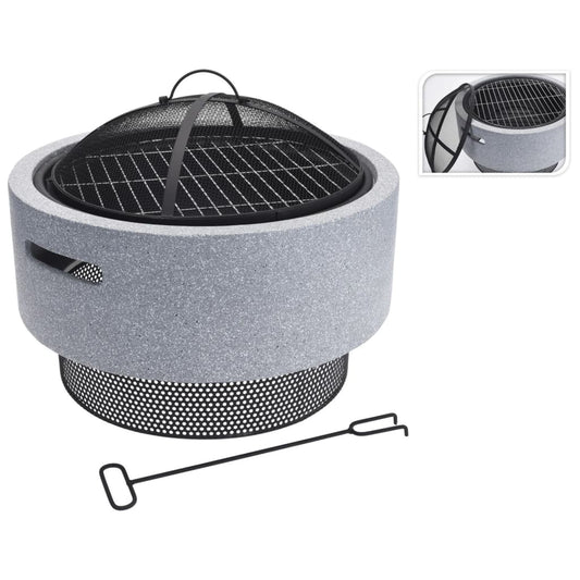 Progarden Feuerschale Mit Grillrost Rund Hellgrau 52X18,5 Cm