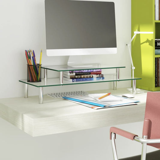 Monitorständer 2-Stufig Transparent Glas