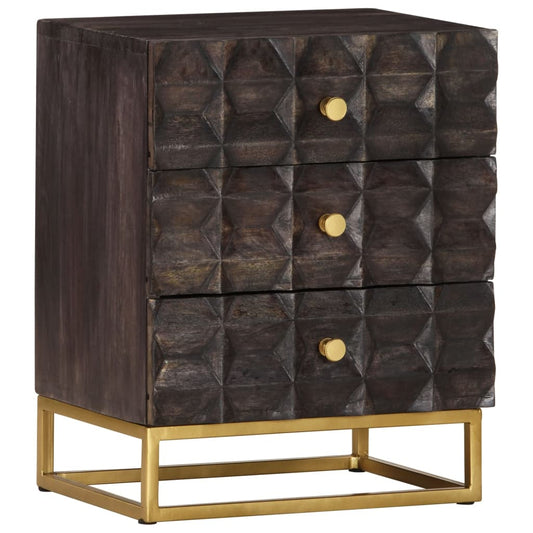 Nachttisch Schwarz Massivholz Mango