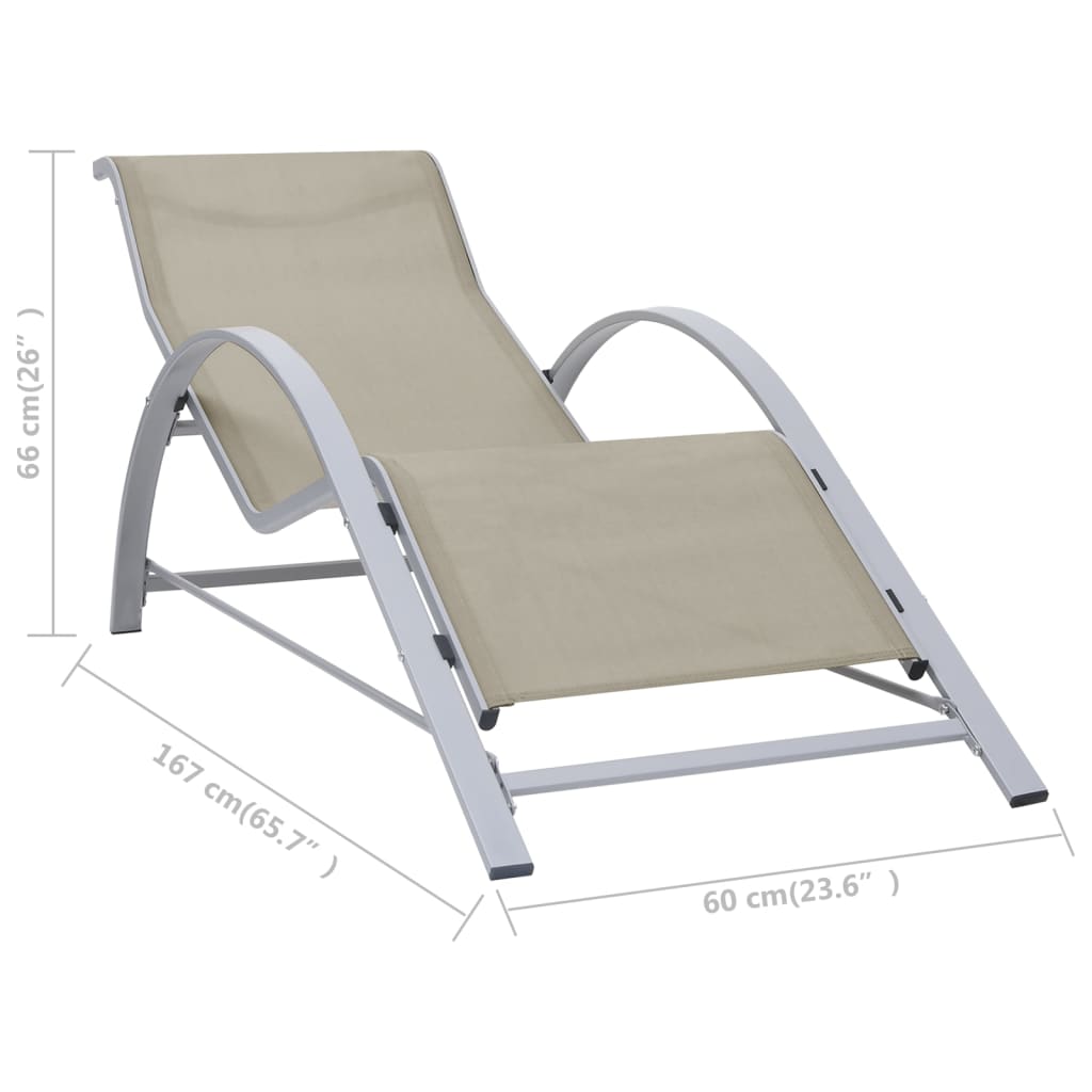 Sonnenliegen 2 Stk. Mit Tisch Aluminium Cremeweiß