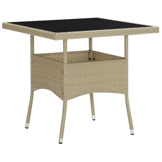 Garten-Esstisch Poly Rattan Und Glas