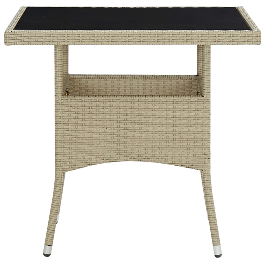 Garten-Esstisch Poly Rattan Und Glas