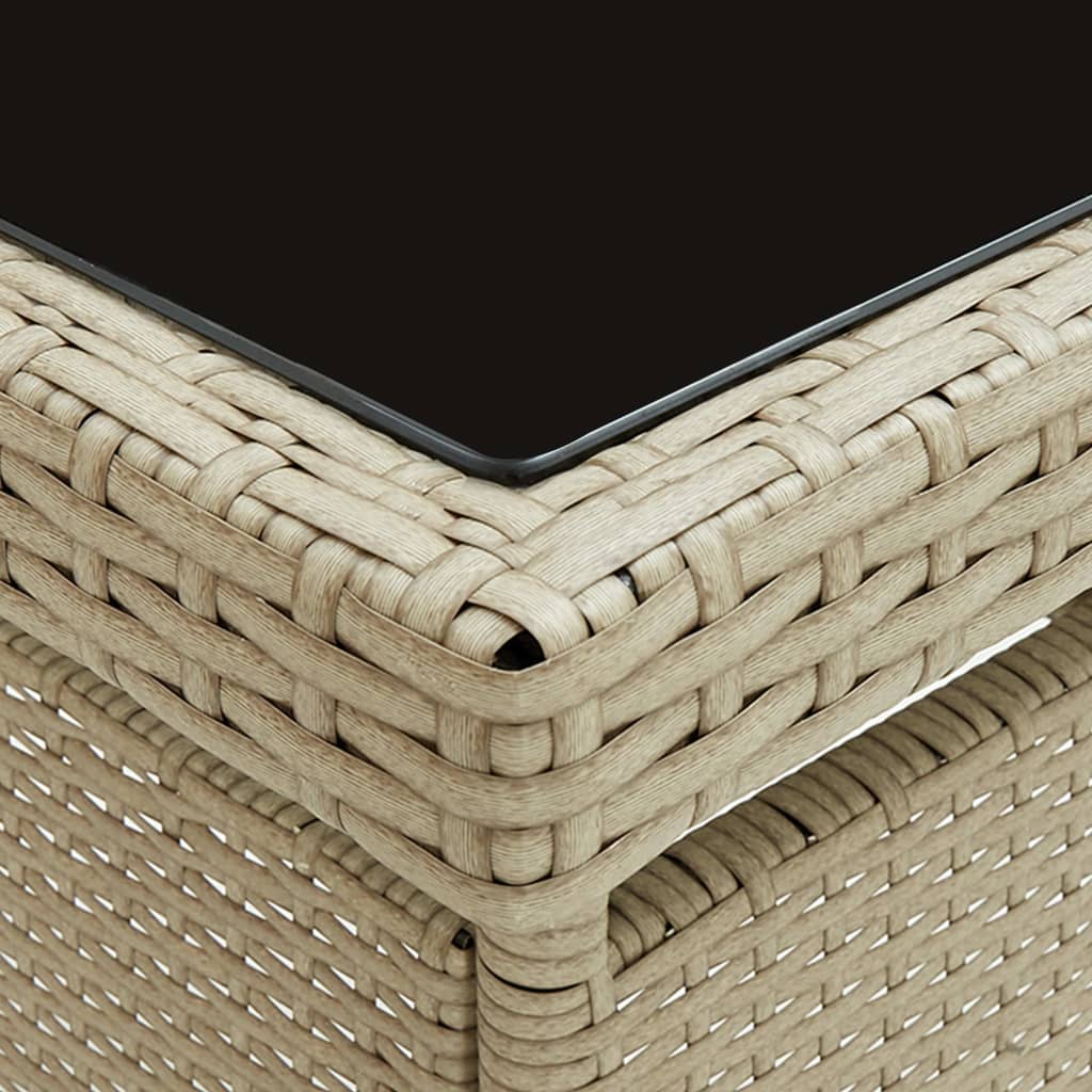 Garten-Esstisch Poly Rattan Und Glas