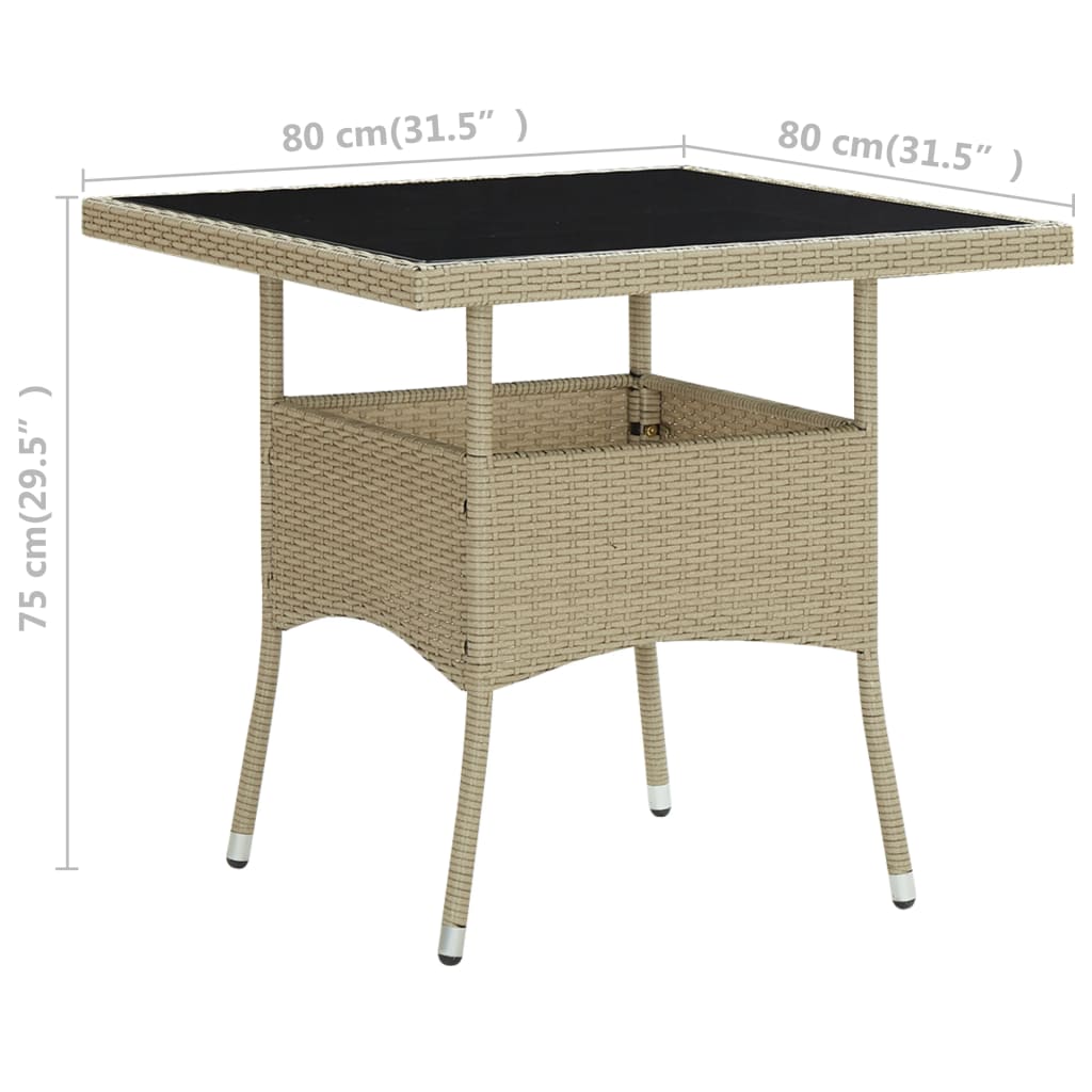 Garten-Esstisch Poly Rattan Und Glas