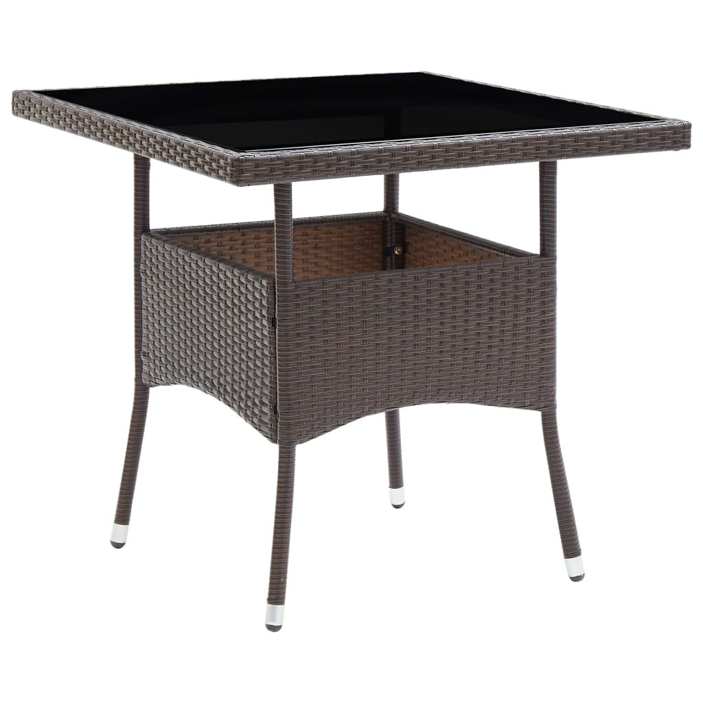Garten-Esstisch Poly Rattan Und Glas
