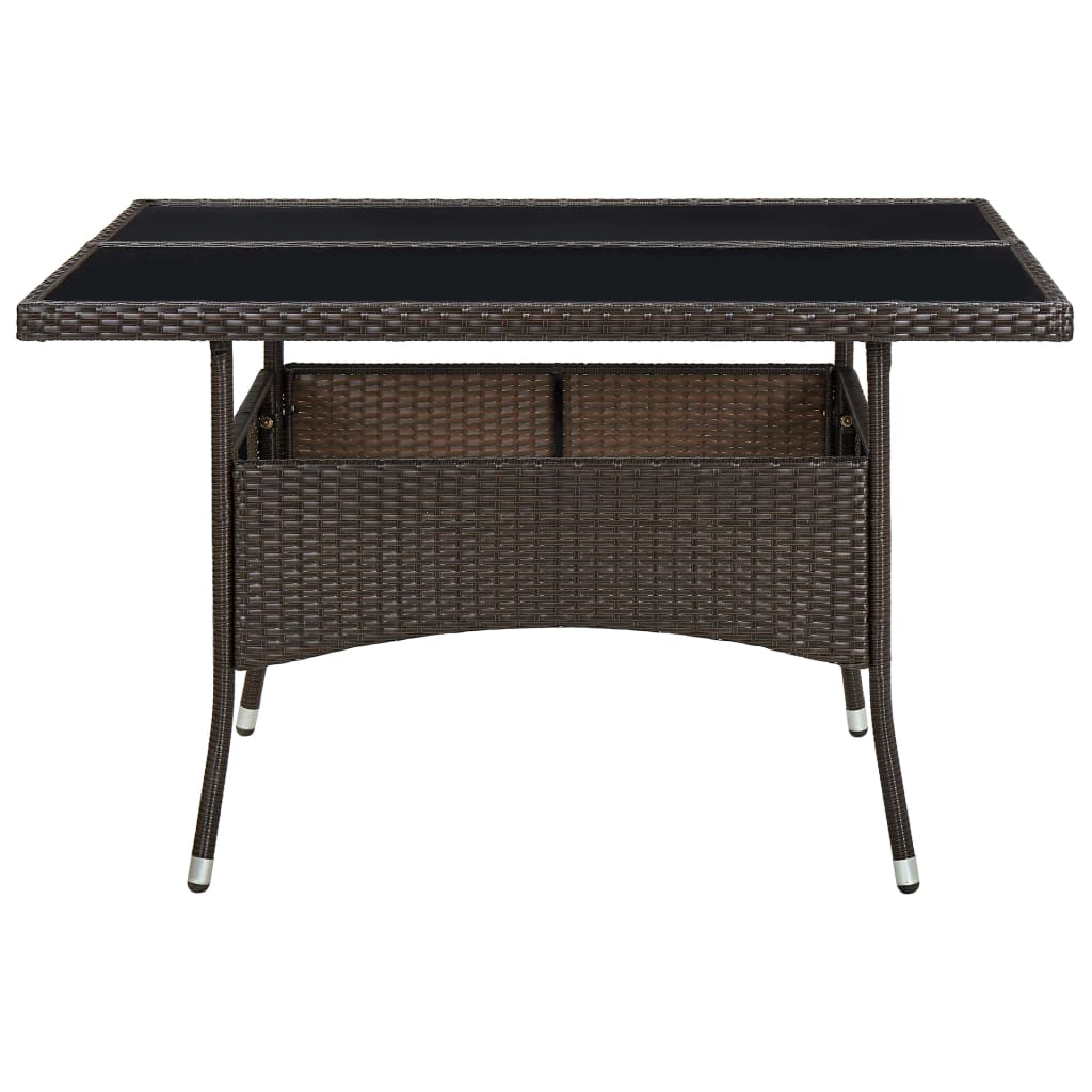 Garten-Esstisch Poly Rattan Und Glas