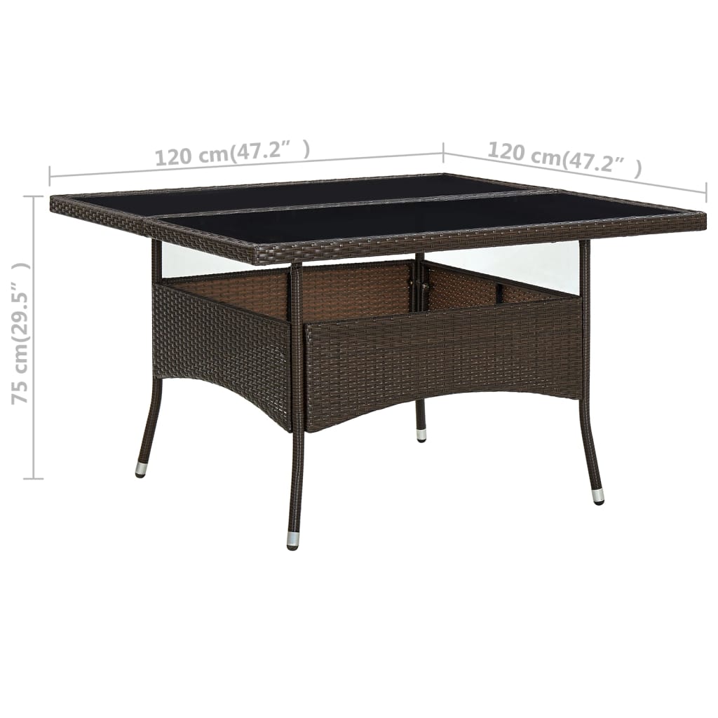 Garten-Esstisch Poly Rattan Und Glas