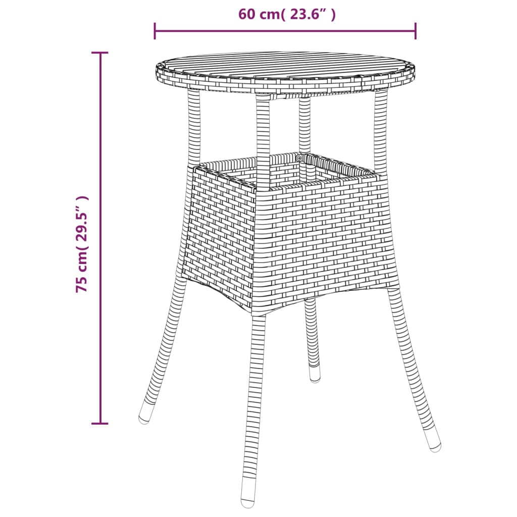 Gartentisch Ø60X75 Cm Akazienholz Und Poly Rattan