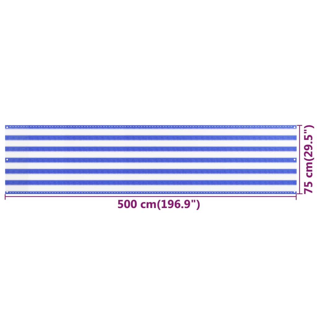 Balkon-Sichtschutz Hdpe Blau Und Weiß