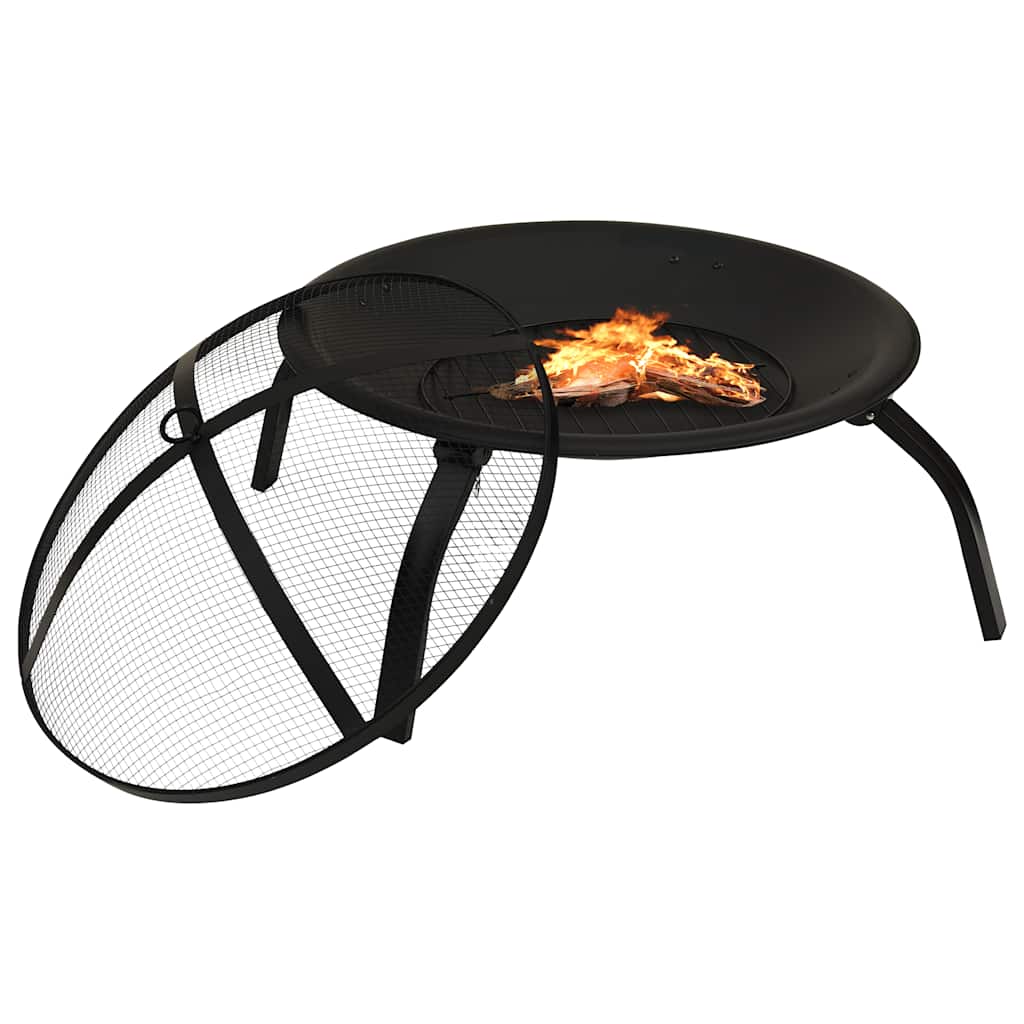 2-In-1 Feuerstelle Und Grill Mit Schürhaken 56X56X49 Cm Stahl