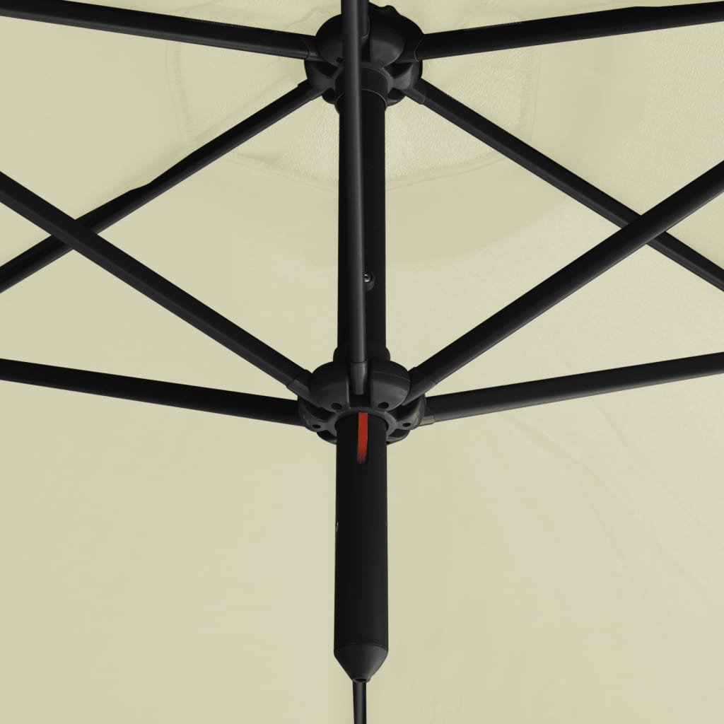 Doppel-Sonnenschirm Mit Stahl-Mast 600 Cm Sandweiß