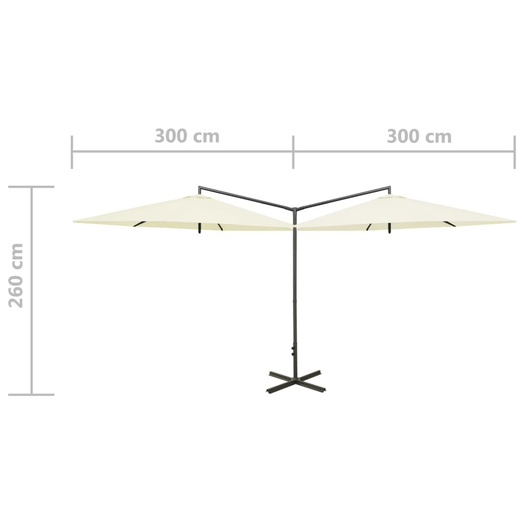 Doppel-Sonnenschirm Mit Stahl-Mast 600 Cm Sandweiß