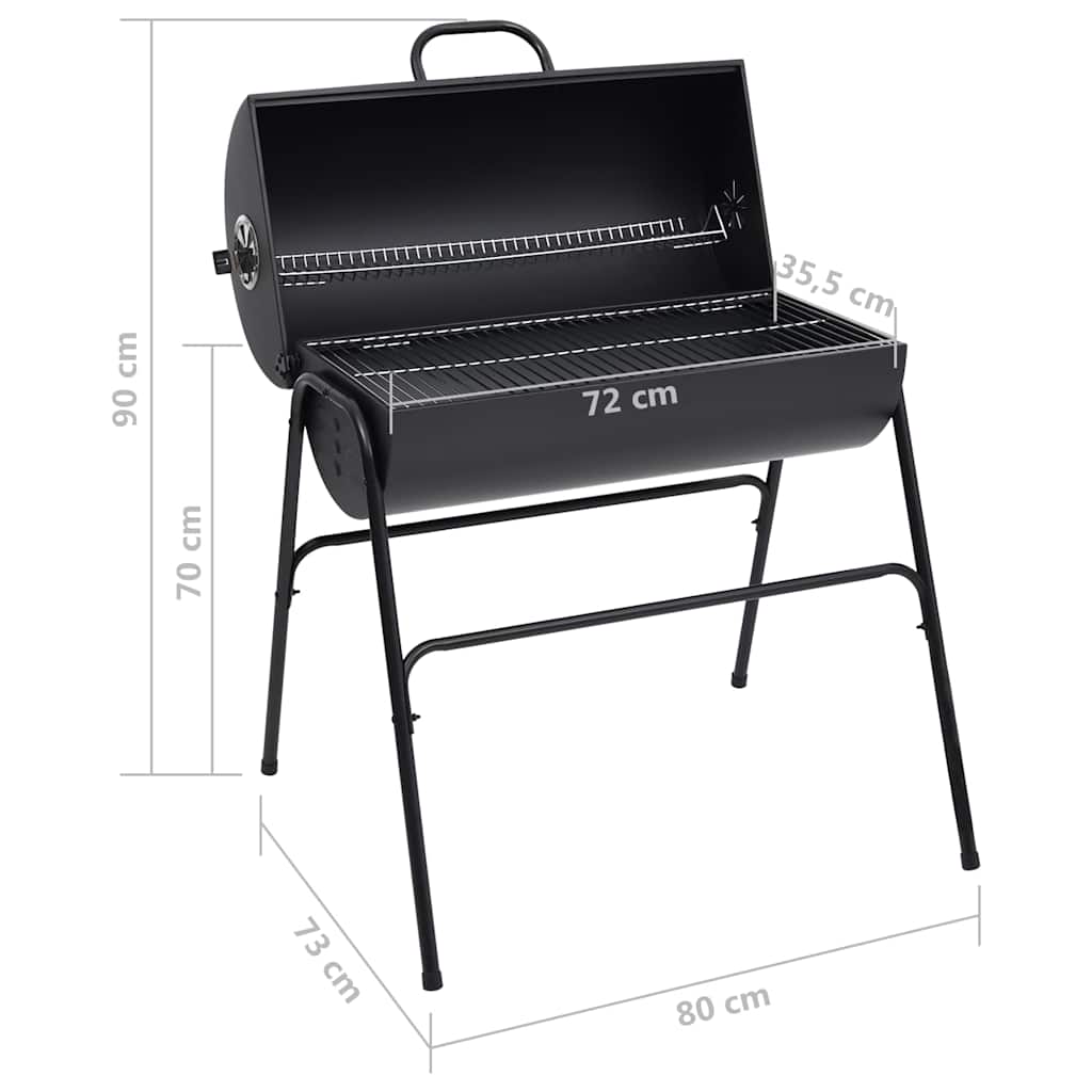 Grill Mit 2 Grillrosten Schwarz 80X95X90 Cm Stahl