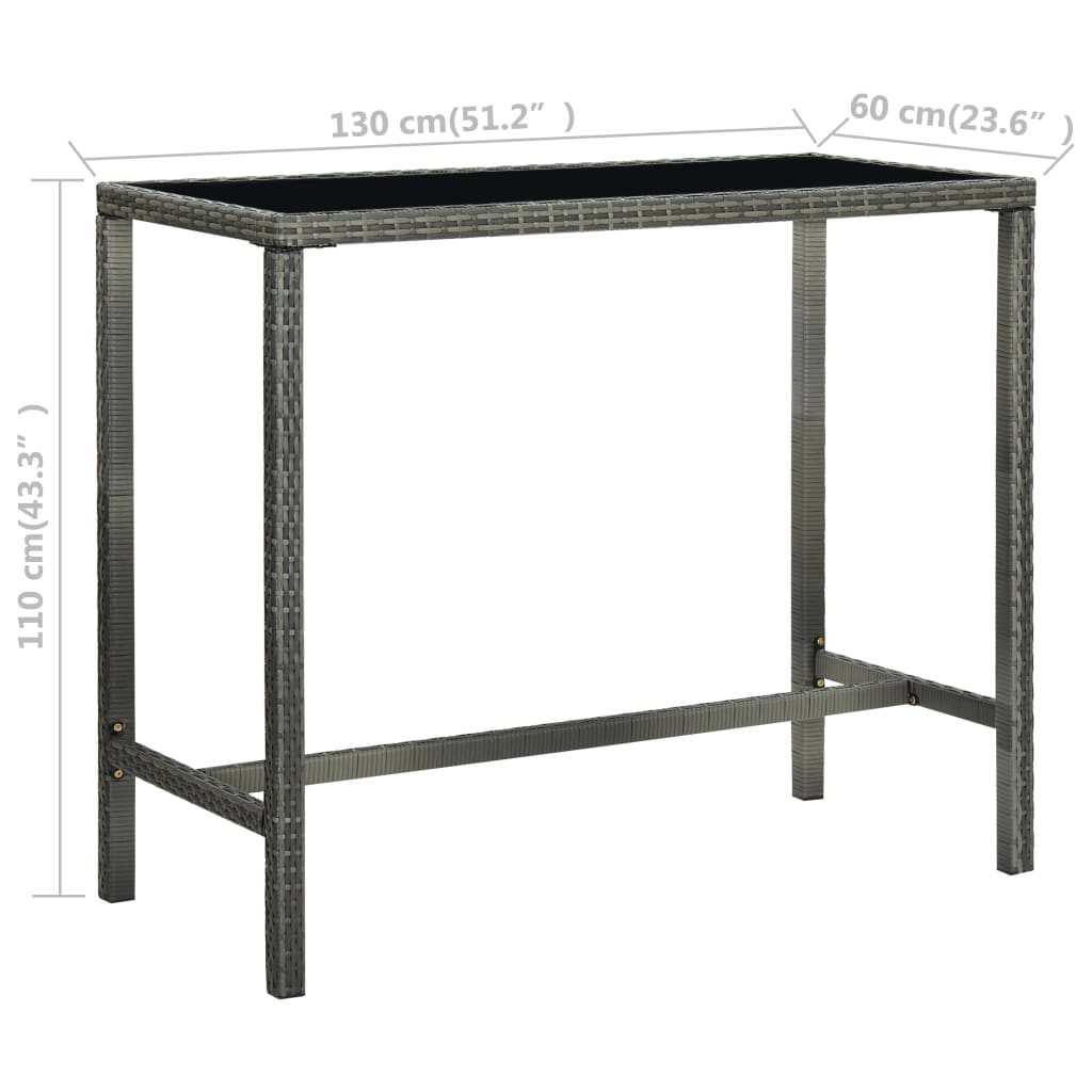 Garten-Bartisch Poly Rattan Und Glas
