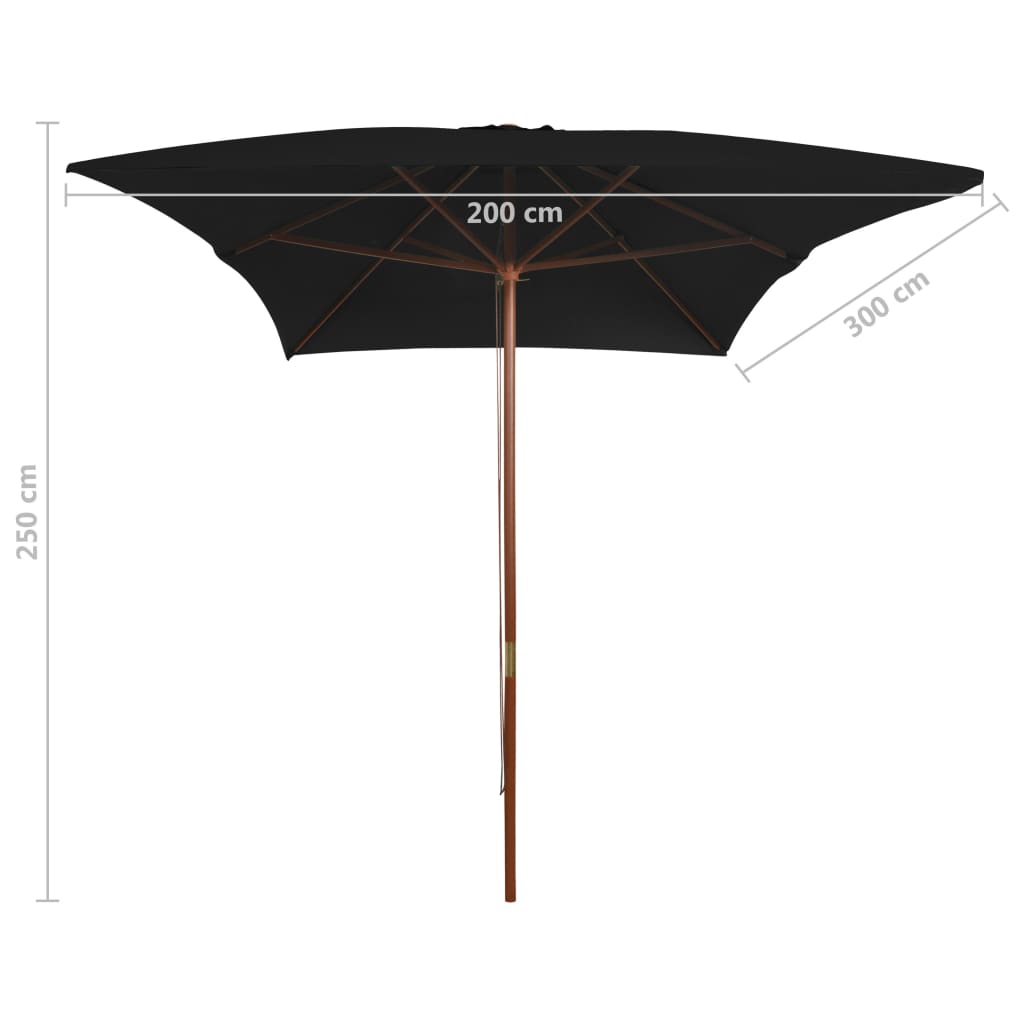 Sonnenschirm Mit Holz-Mast 200X300 Cm