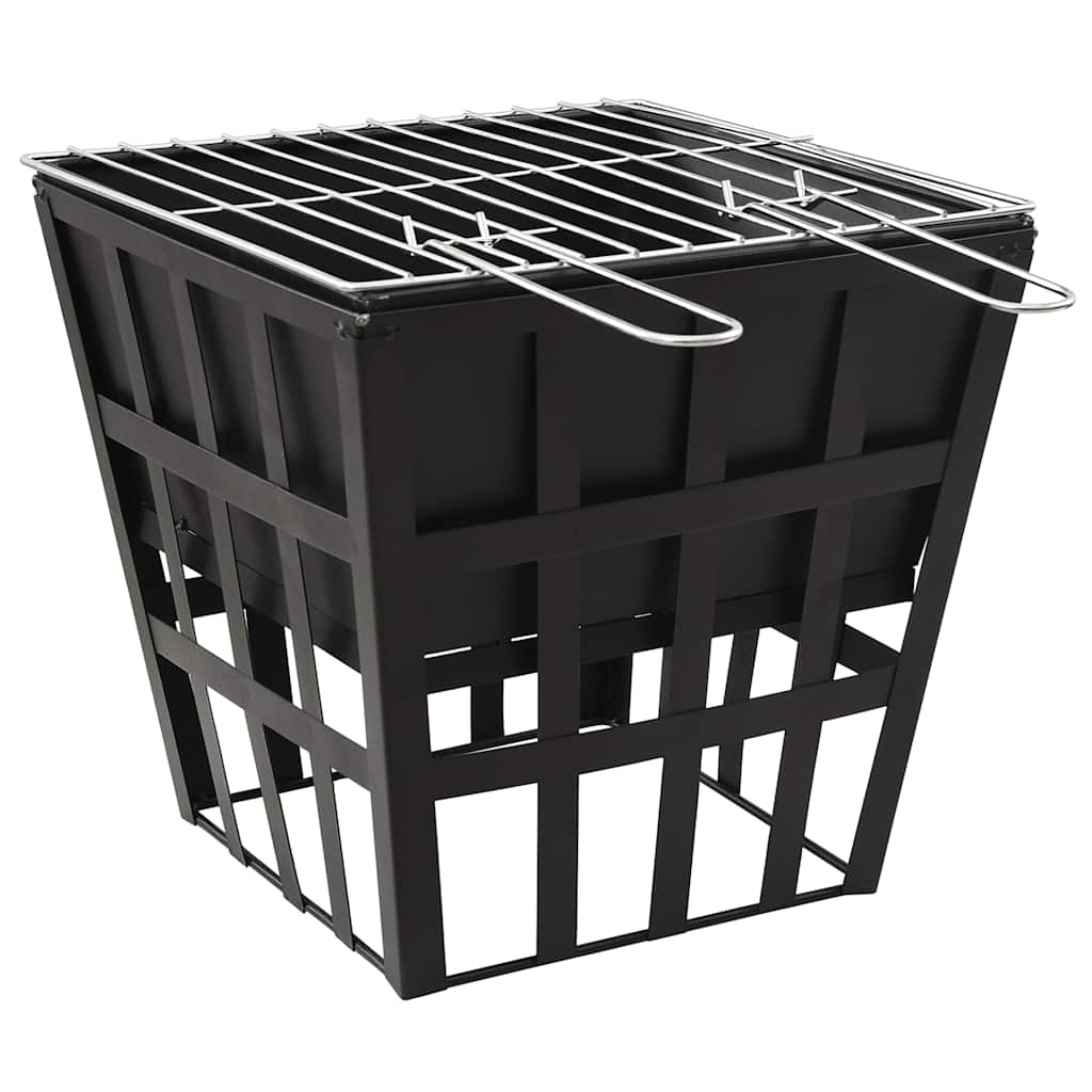 2-In-1 Feuerstelle Und Grill 34X34X48 Cm Stahl Schwarz