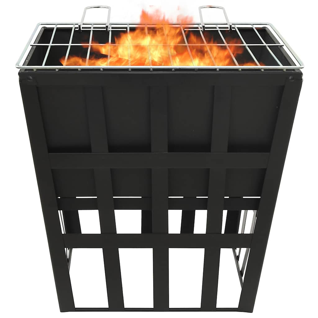 2-In-1 Feuerstelle Und Grill 34X34X48 Cm Stahl Schwarz