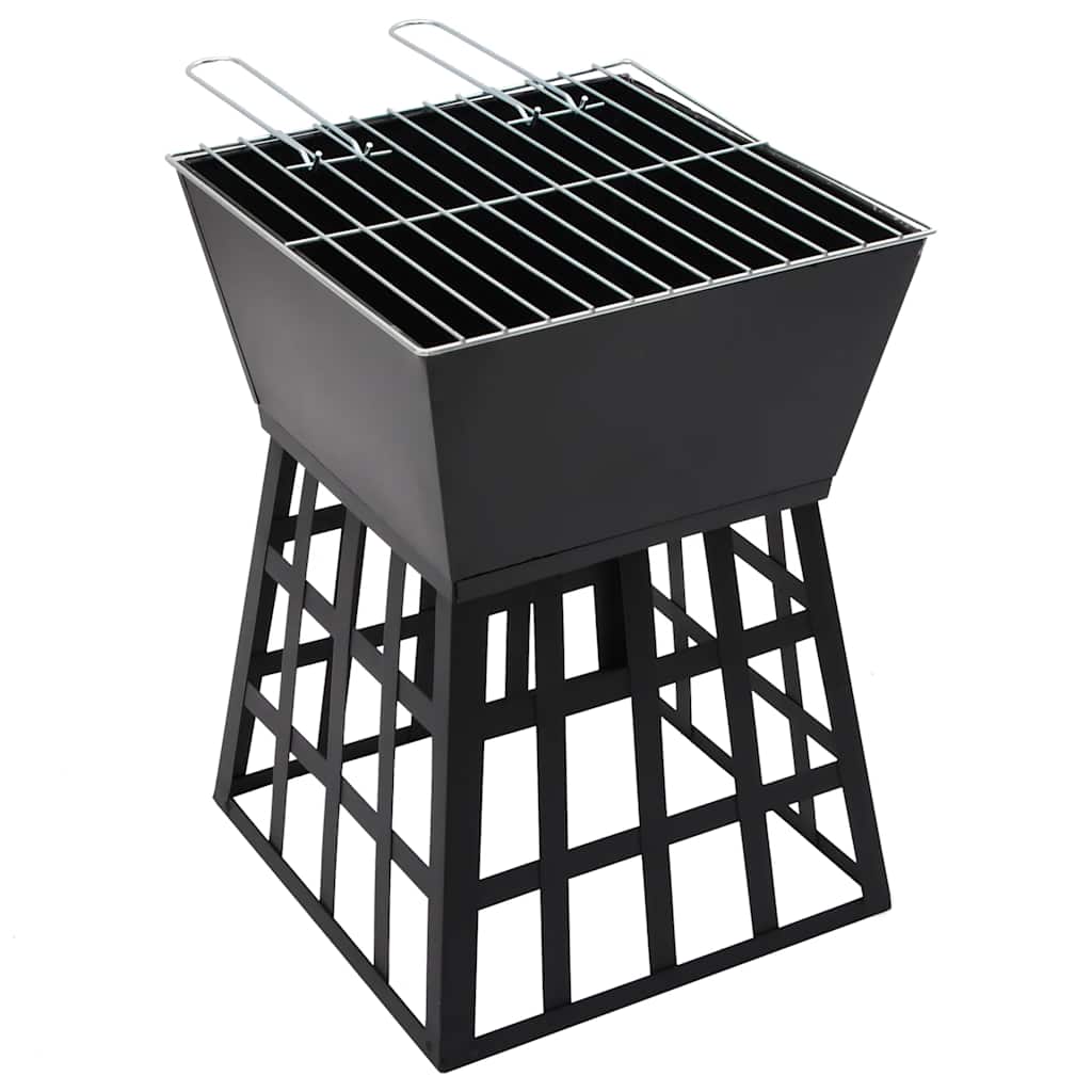 2-In-1 Feuerstelle Und Grill 34X34X48 Cm Stahl Schwarz