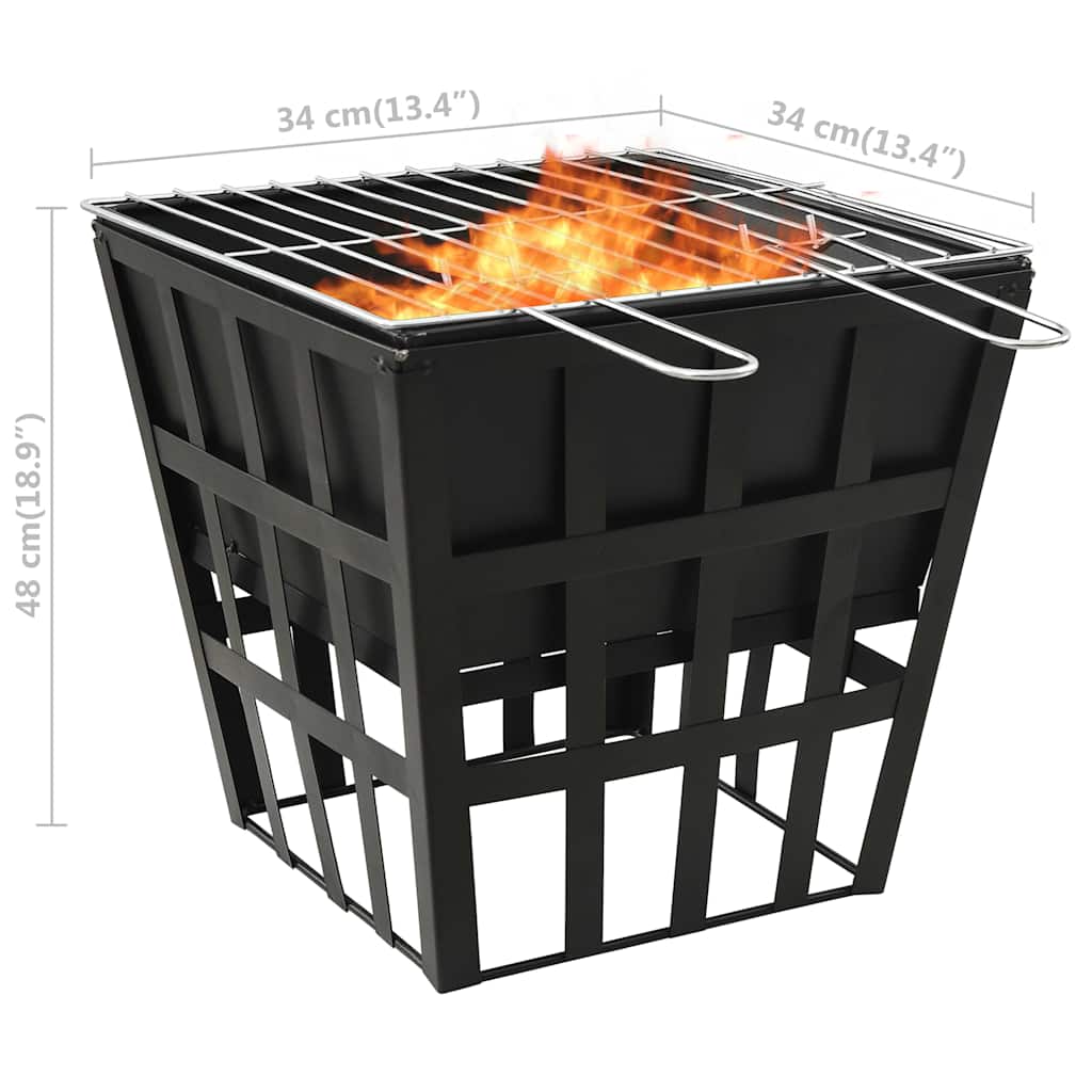 2-In-1 Feuerstelle Und Grill 34X34X48 Cm Stahl Schwarz