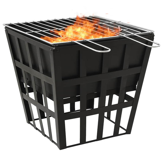 2-In-1 Feuerstelle Und Grill 34X34X48 Cm Stahl Schwarz