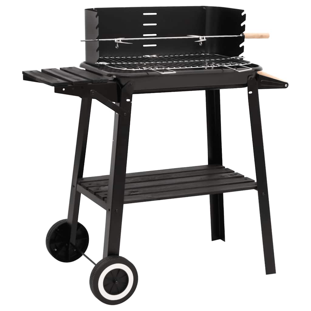 Holzkohlegrill Mit Rädern Schwarz Stahl