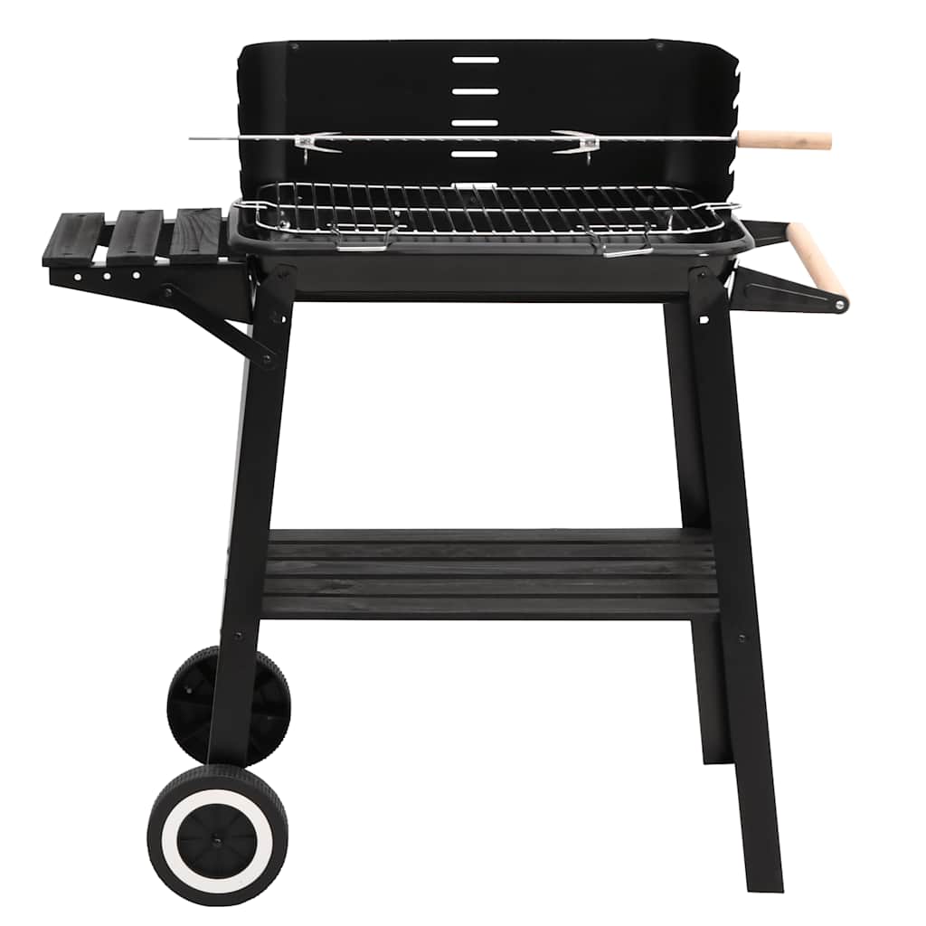 Holzkohlegrill Mit Rädern Schwarz Stahl