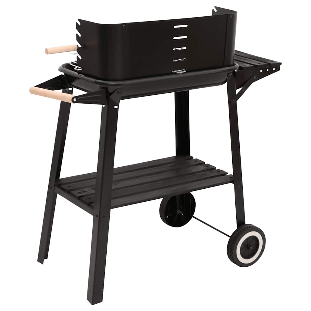 Holzkohlegrill Mit Rädern Schwarz Stahl