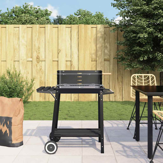 Holzkohlegrill Mit Rädern Schwarz Stahl