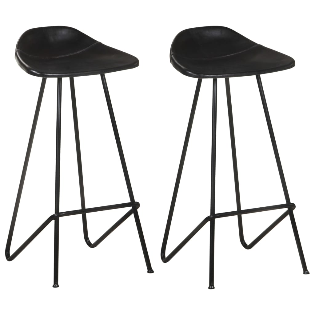 Barhocker 2 Stk. Braun Echtleder