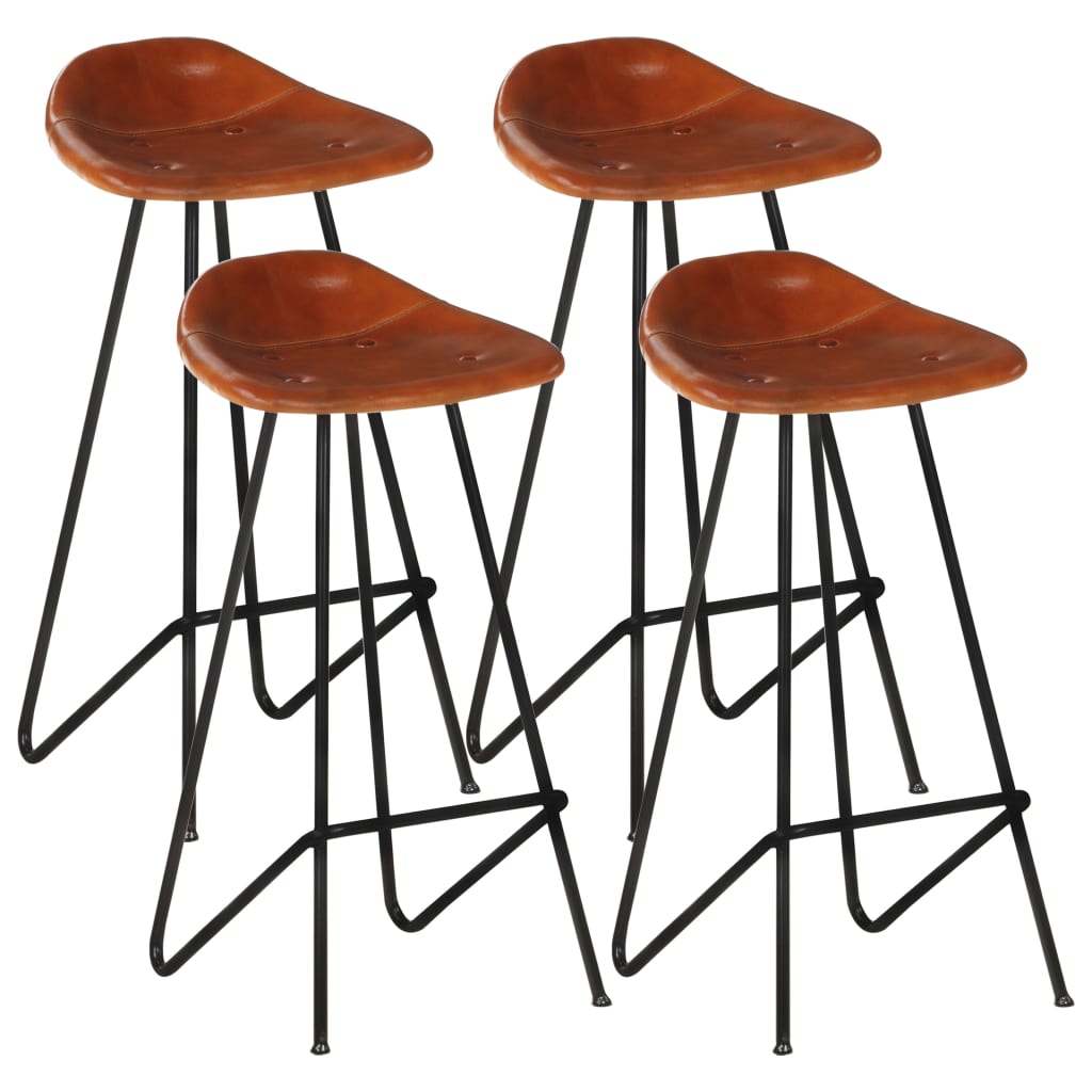 Barhocker 2 Stk. Braun Echtleder