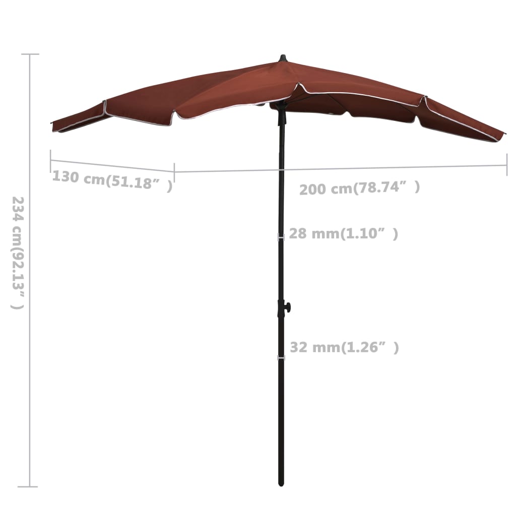 Sonnenschirm Mit Mast 200X130 Cm Rot