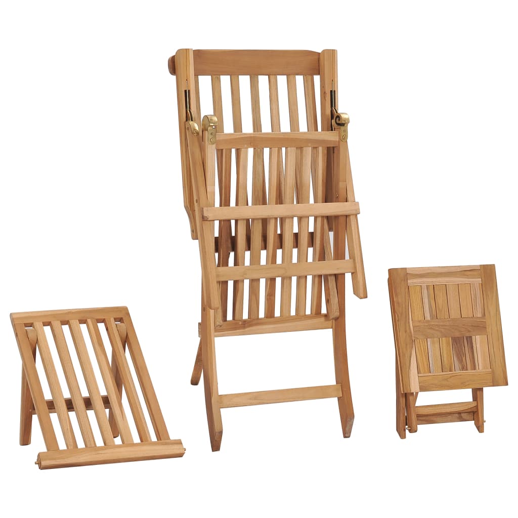 Garten-Liegestuhl Mit Fußstütze Und Tisch Massivholz Teak