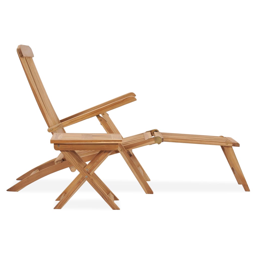 Garten-Liegestuhl Mit Fußstütze Und Tisch Massivholz Teak