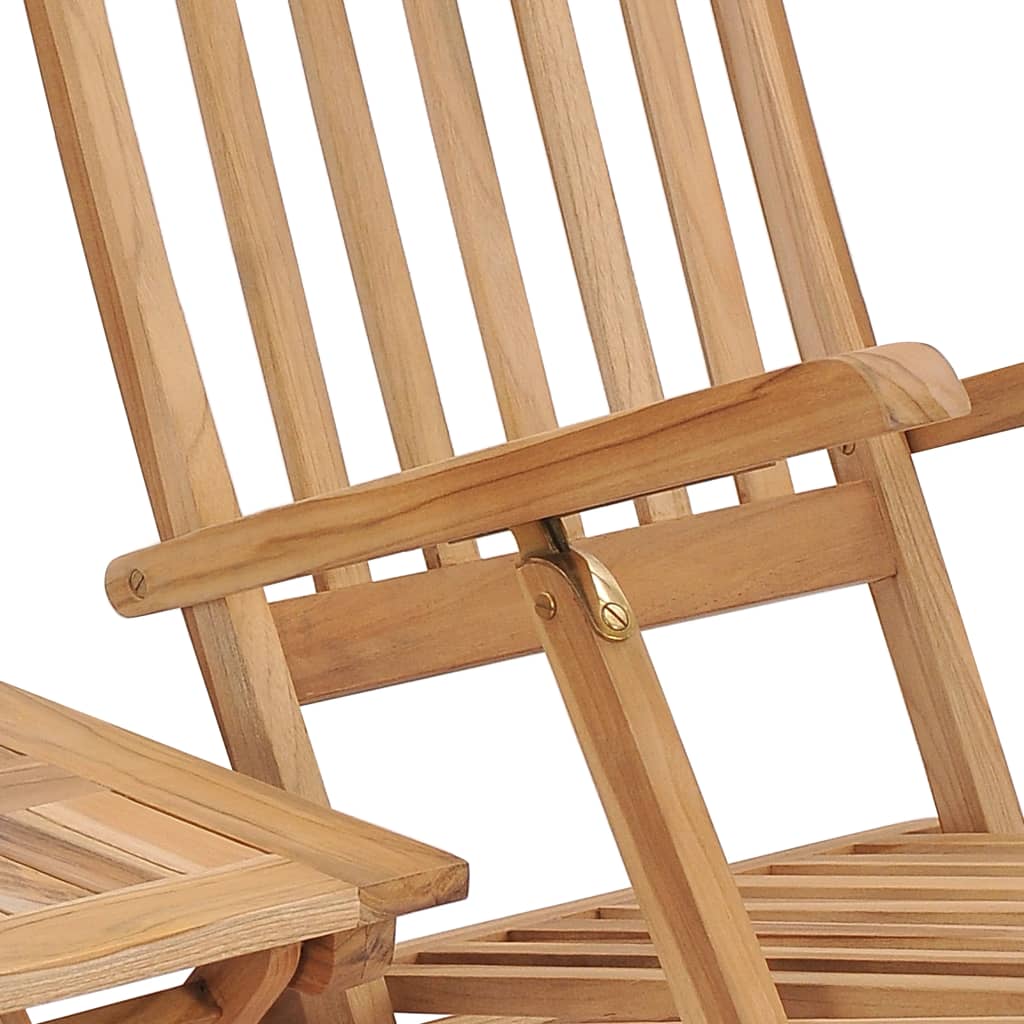 Garten-Liegestuhl Mit Fußstütze Und Tisch Massivholz Teak