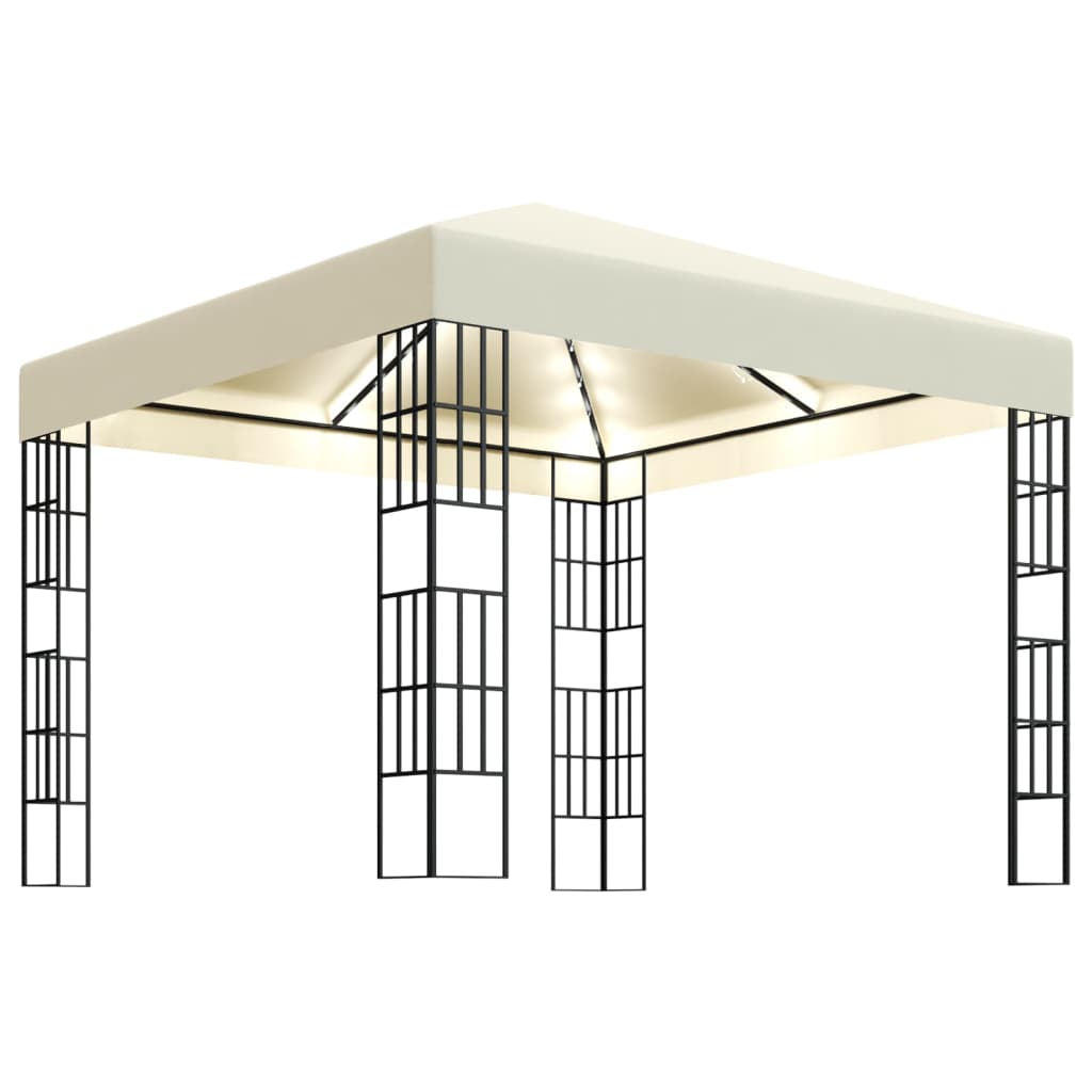 Pavillon Mit Led-Lichterkette Weiß