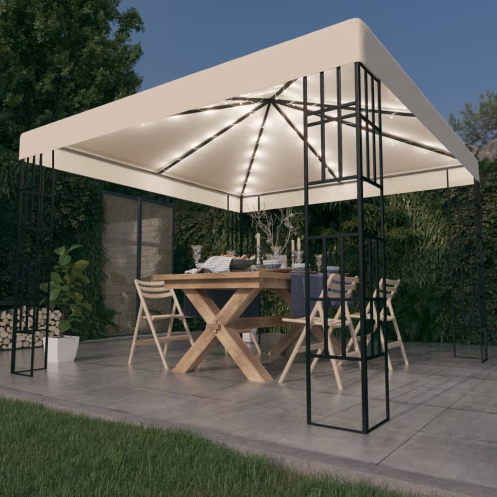 Pavillon Mit Led-Lichterkette Weiß