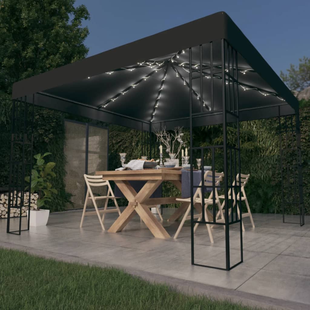 Pavillon Mit Led-Lichterkette Weiß