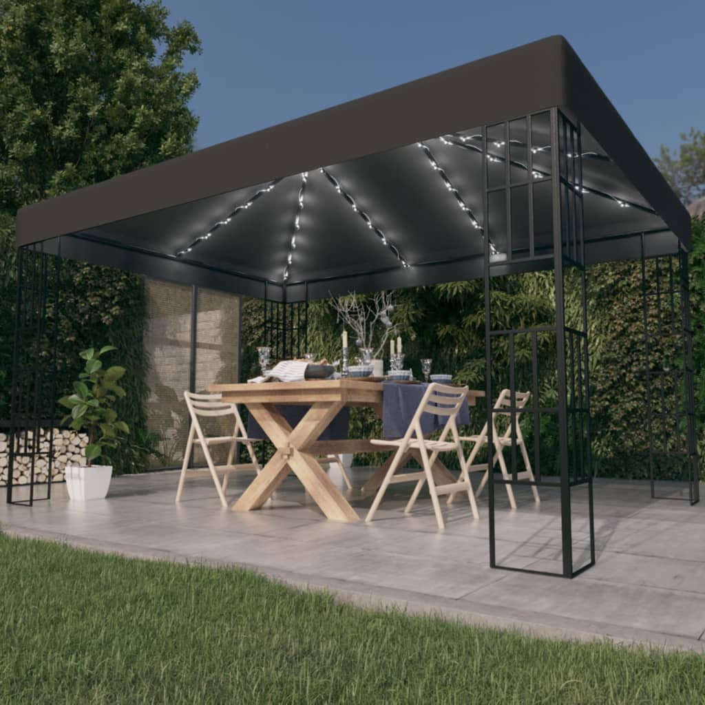 Pavillon Mit Led-Lichterkette Weiß