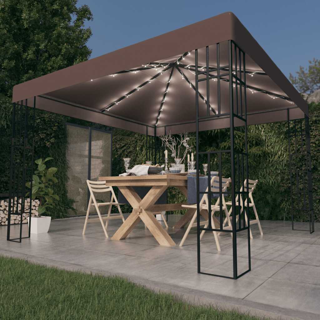 Pavillon Mit Led-Lichterkette Weiß