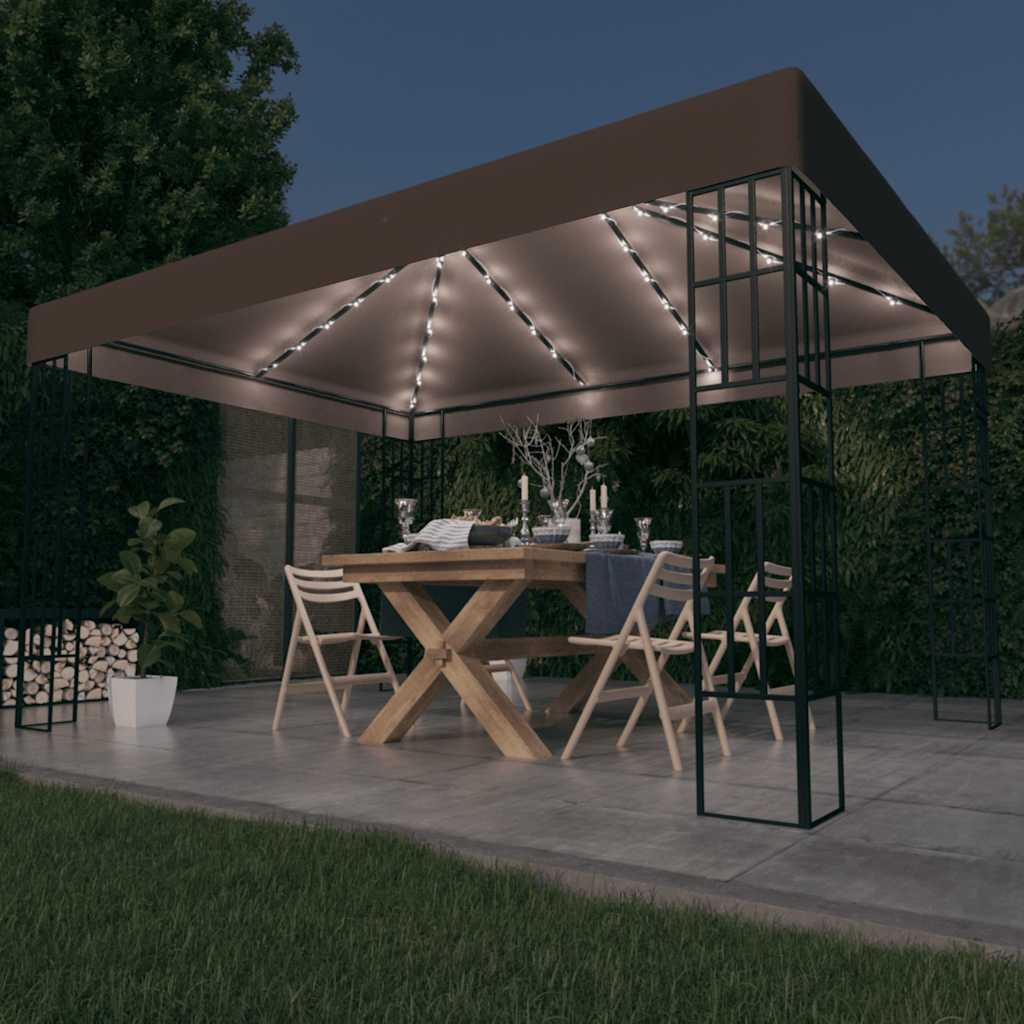 Pavillon Mit Led-Lichterkette Weiß