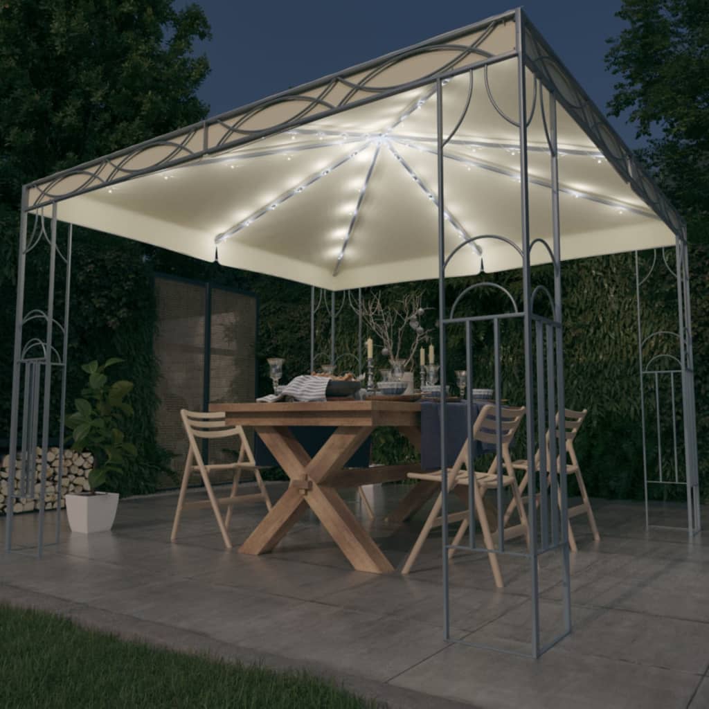 Pavillon Mit Led-Lichterkette Weiß