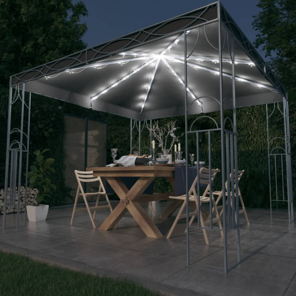 Pavillon Mit Led-Lichterkette Weiß