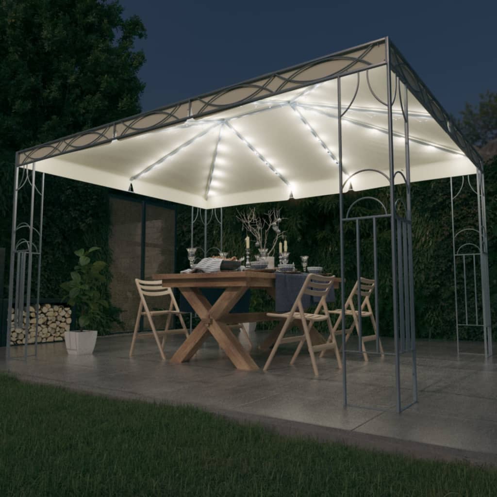 Pavillon Mit Led-Lichterkette Weiß