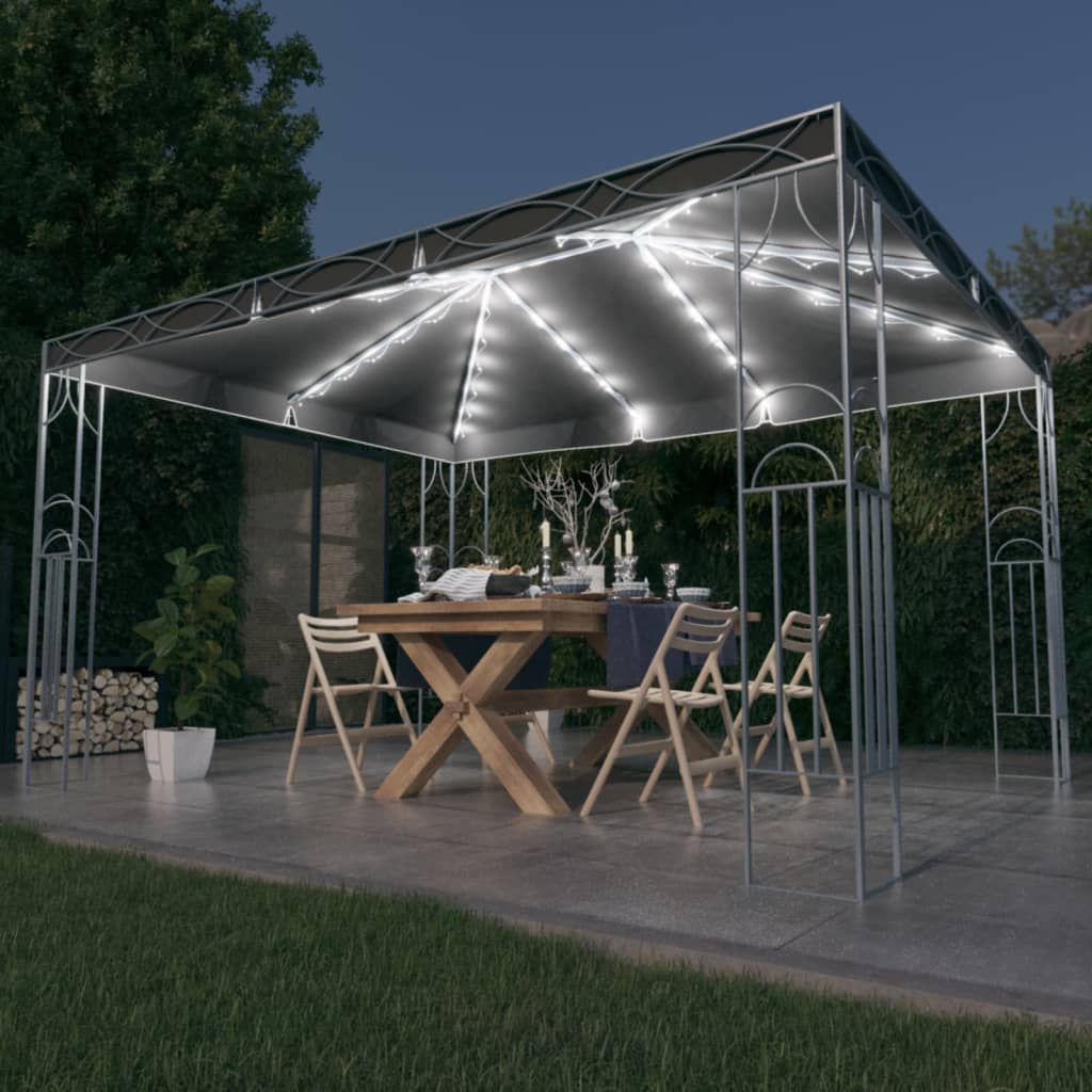 Pavillon Mit Led-Lichterkette Weiß